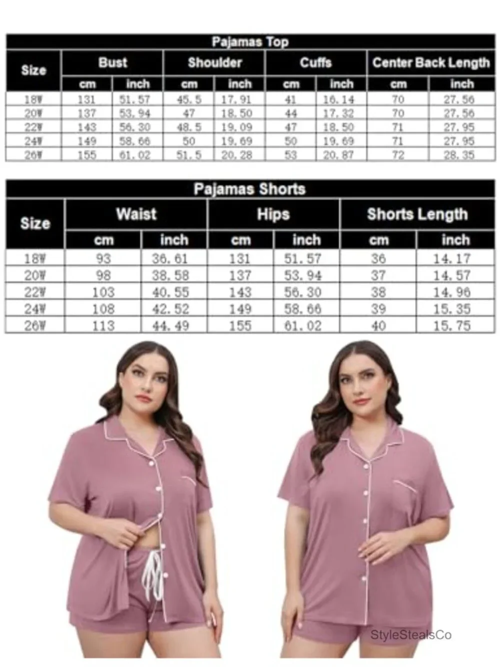 Plus Size Pajama Set Button Down Short Sleeve Sleepwear Lounge Set With Pocket